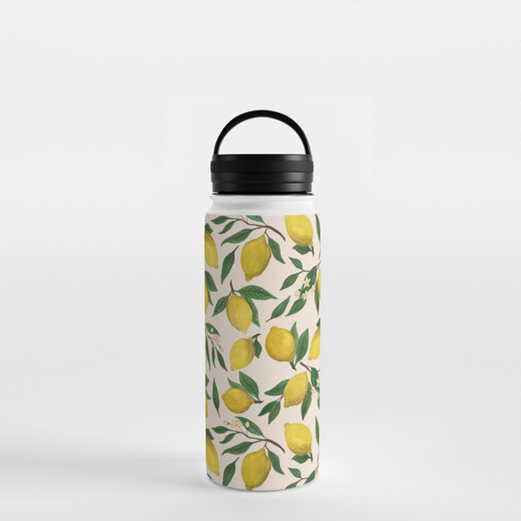 Lemon Blossom Handle Lid Water Bottle